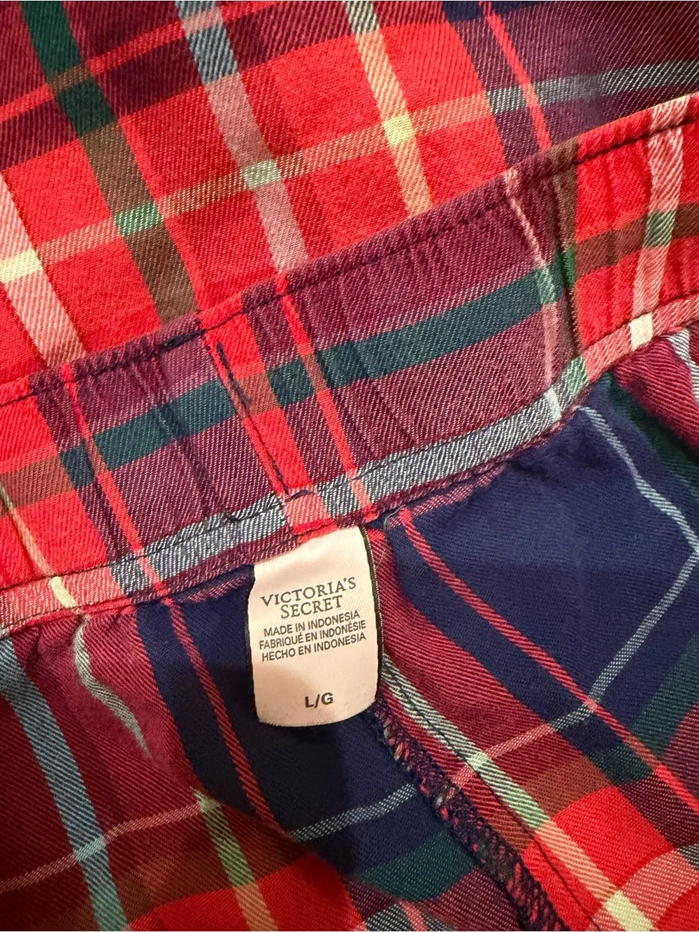 Victoria's Secret Red and Navy Plaid Pajama Set